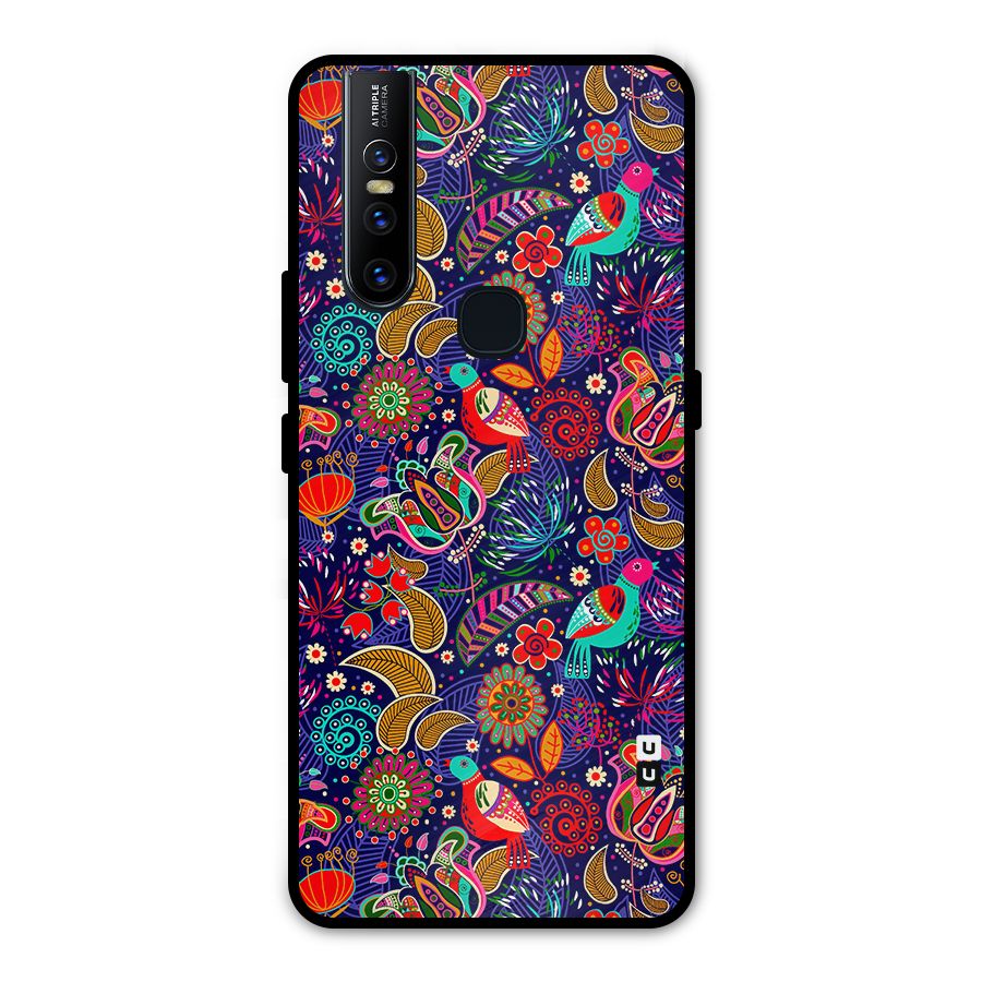 Floral Seamless Pattern Spring Flowers Metal Back Case for Vivo V15