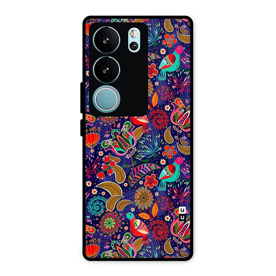 Floral Seamless Pattern Spring Flowers Metal Back Case for Vivo V29 Pro