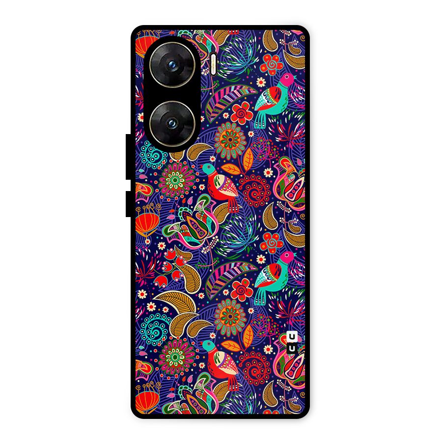 Floral Seamless Pattern Spring Flowers Metal Back Case for Vivo V29e