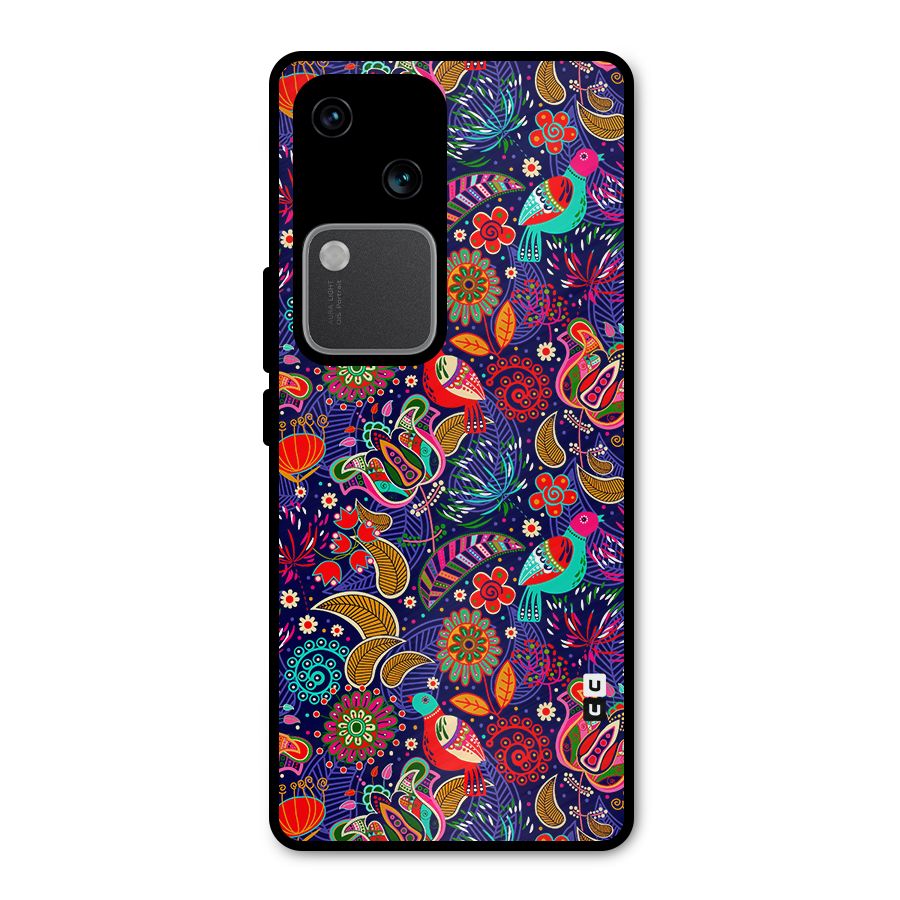 Floral Seamless Pattern Spring Flowers Metal Back Case for Vivo V30