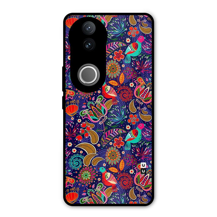 Floral Seamless Pattern Spring Flowers Metal Back Case for Vivo V50