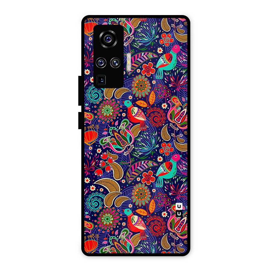 Floral Seamless Pattern Spring Flowers Metal Back Case for Vivo X50 Pro