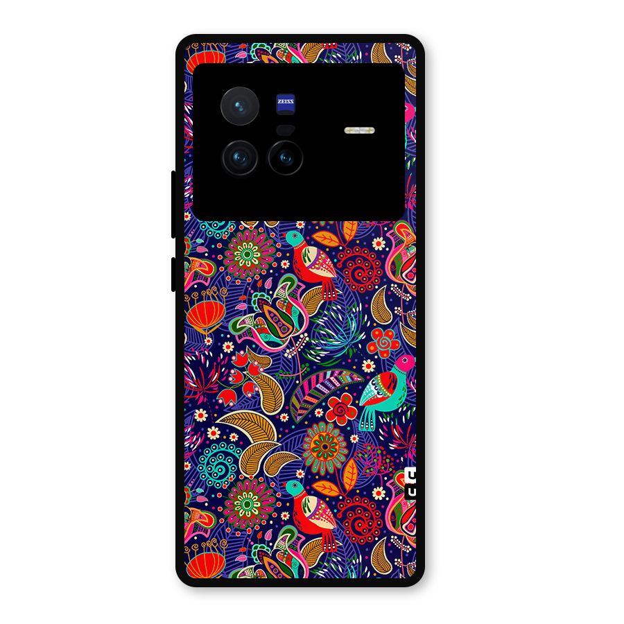 Floral Seamless Pattern Spring Flowers Metal Back Case for Vivo X80