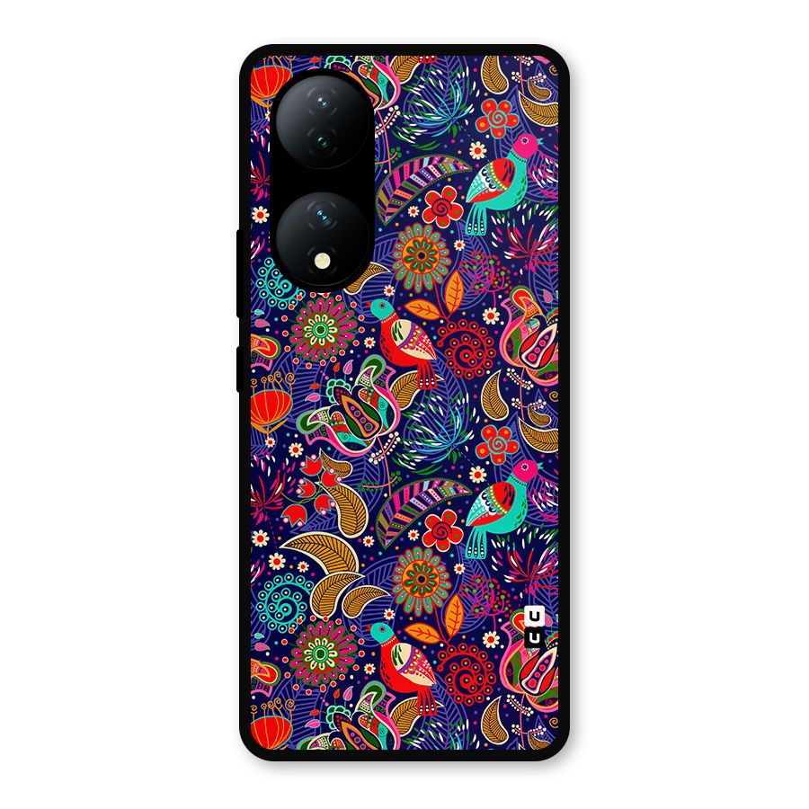 Floral Seamless Pattern Spring Flowers Metal Back Case for Vivo Y100a