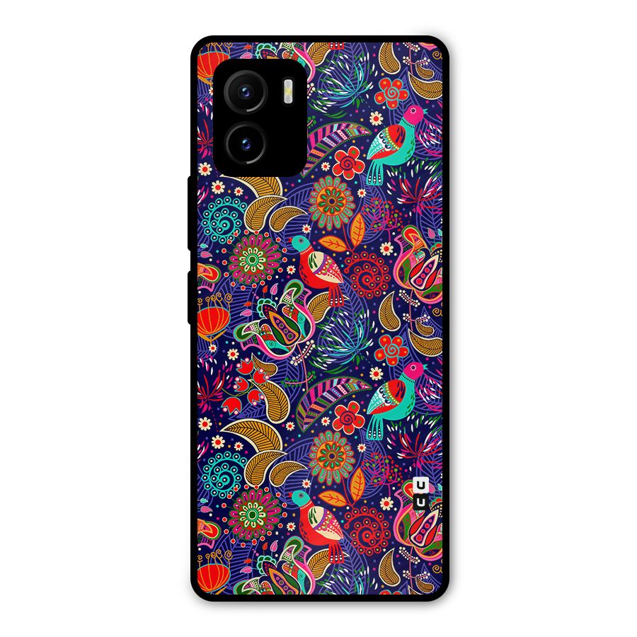 Floral Seamless Pattern Spring Flowers Metal Back Case for Vivo Y15s