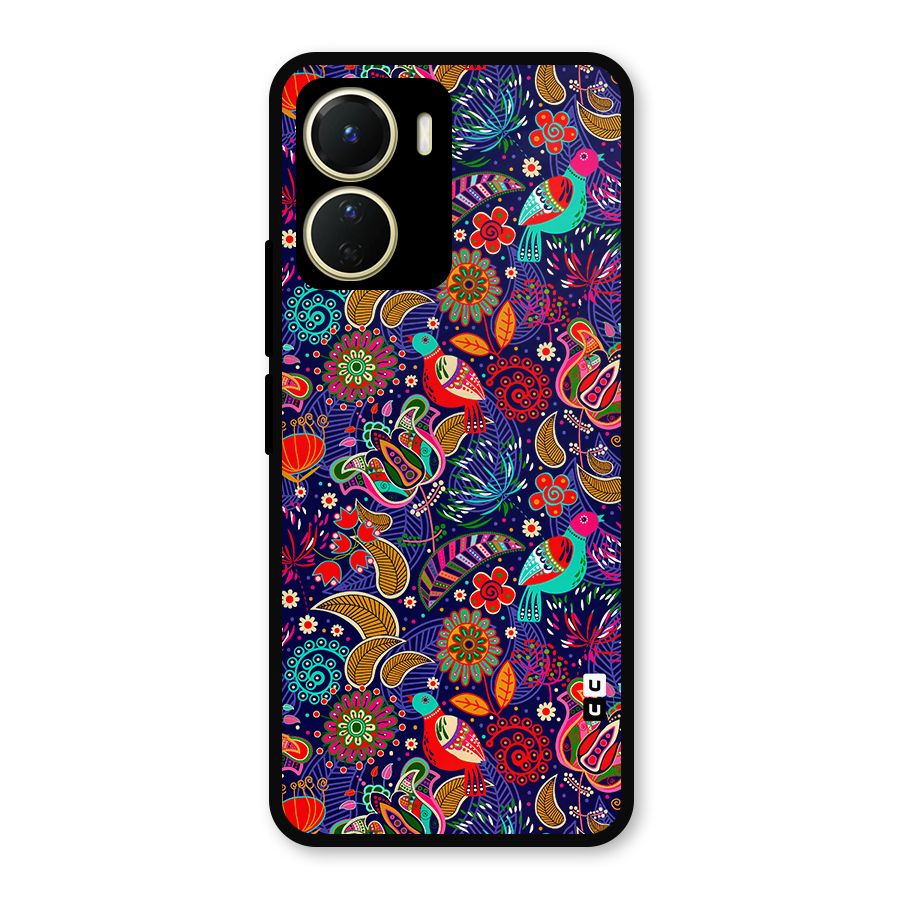 Floral Seamless Pattern Spring Flowers Metal Back Case for Vivo Y16