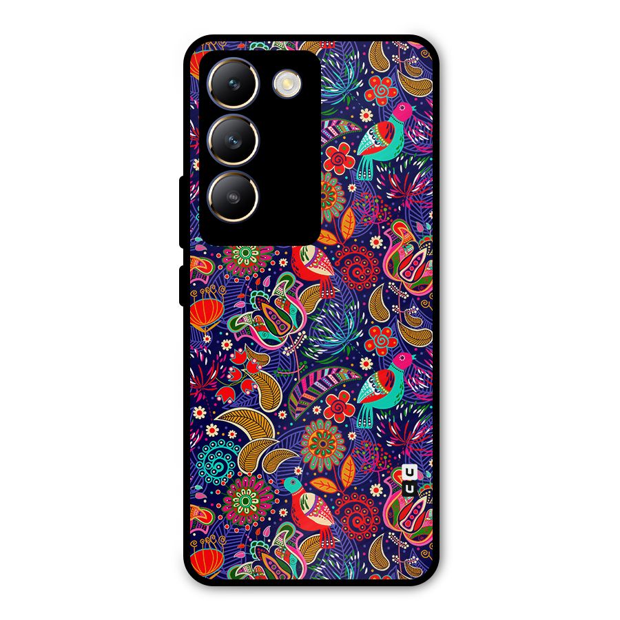 Floral Seamless Pattern Spring Flowers Metal Back Case for Vivo Y200e