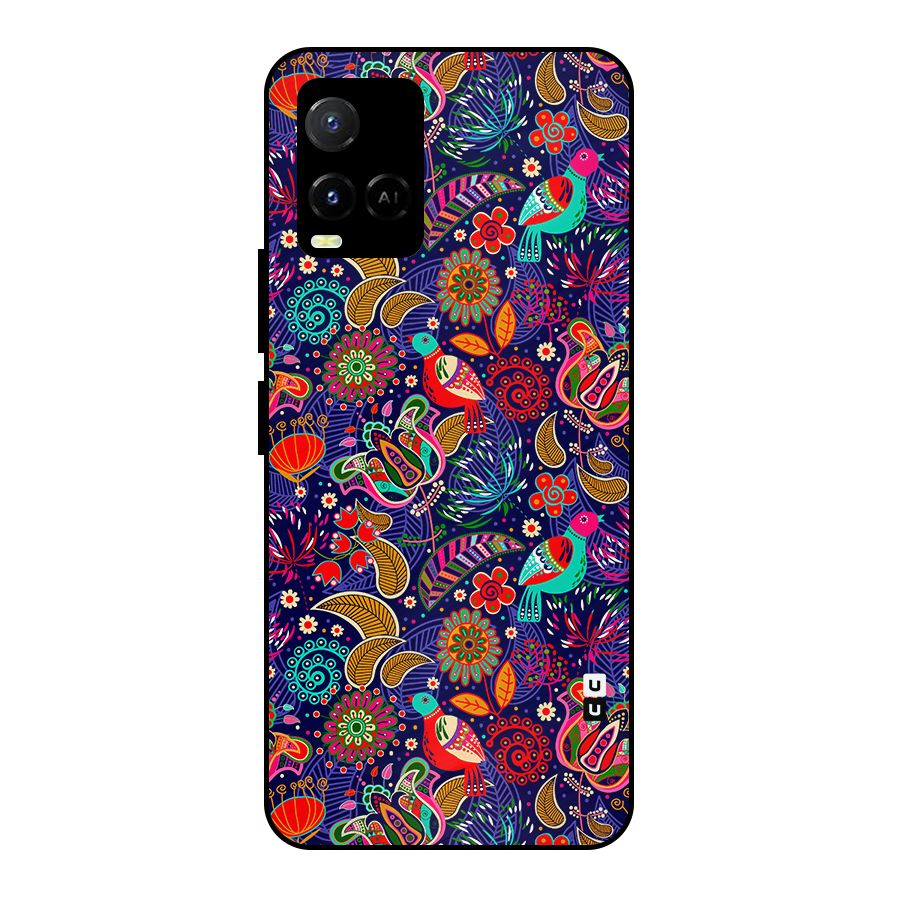 Floral Seamless Pattern Spring Flowers Metal Back Case for Vivo Y33s