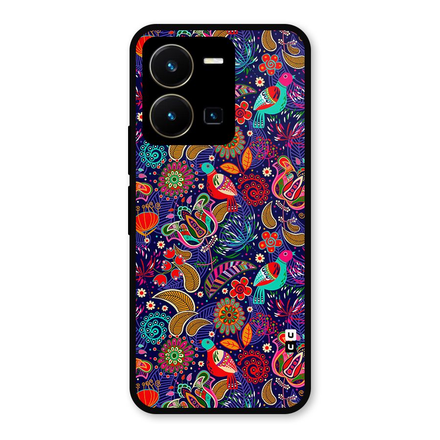 Floral Seamless Pattern Spring Flowers Metal Back Case for Vivo Y35