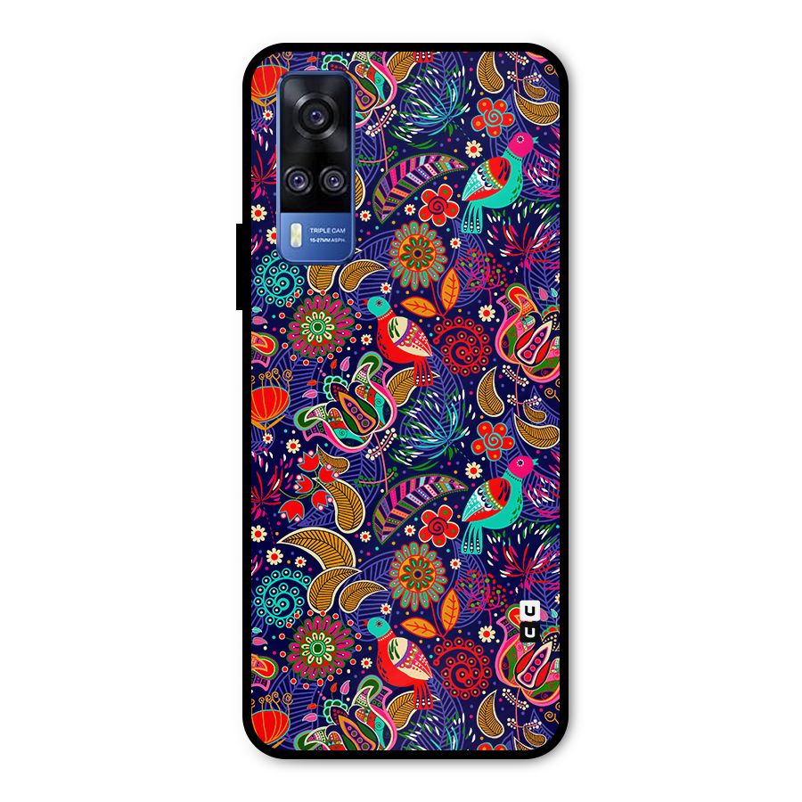 Floral Seamless Pattern Spring Flowers Metal Back Case for Vivo Y51A