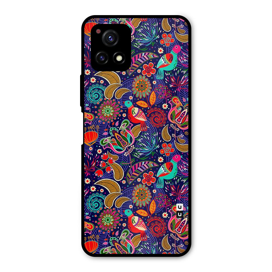 Floral Seamless Pattern Spring Flowers Metal Back Case for Vivo Y72 5G