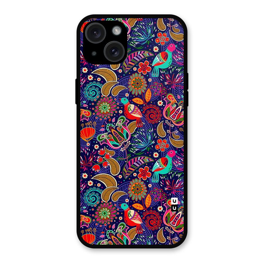 Floral Seamless Pattern Spring Flowers Metal Back Case for iPhone 15 Plus