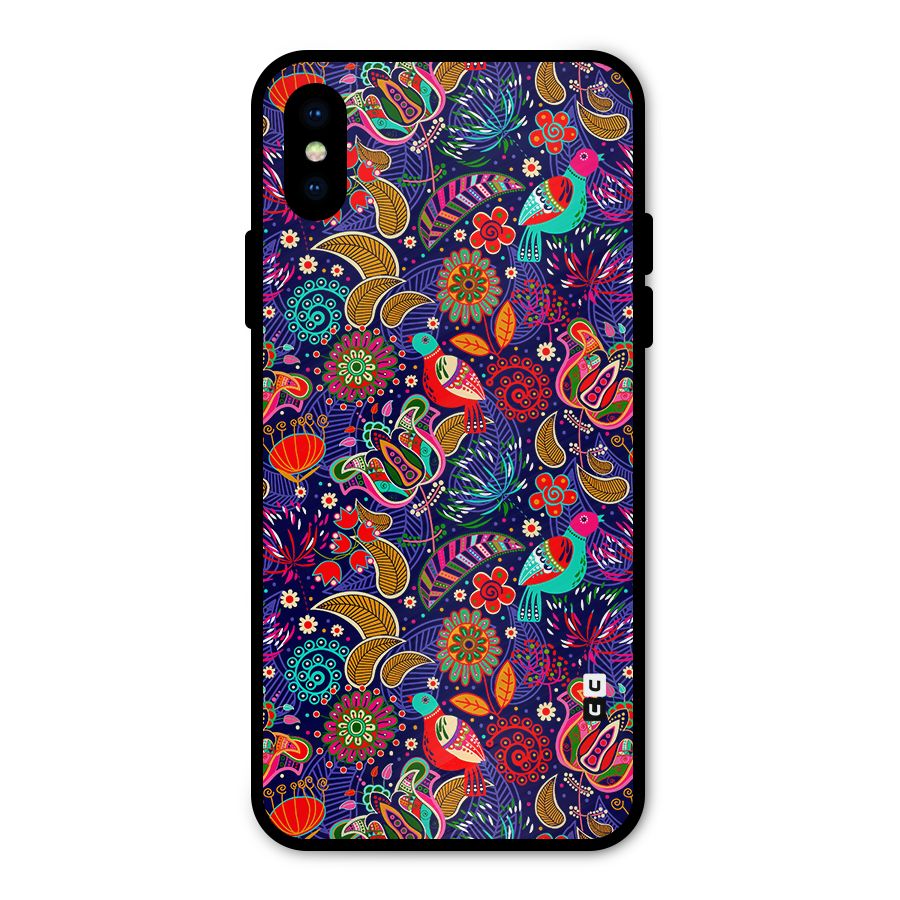 Floral Seamless Pattern Spring Flowers Metal Back Case for iPhone XS
