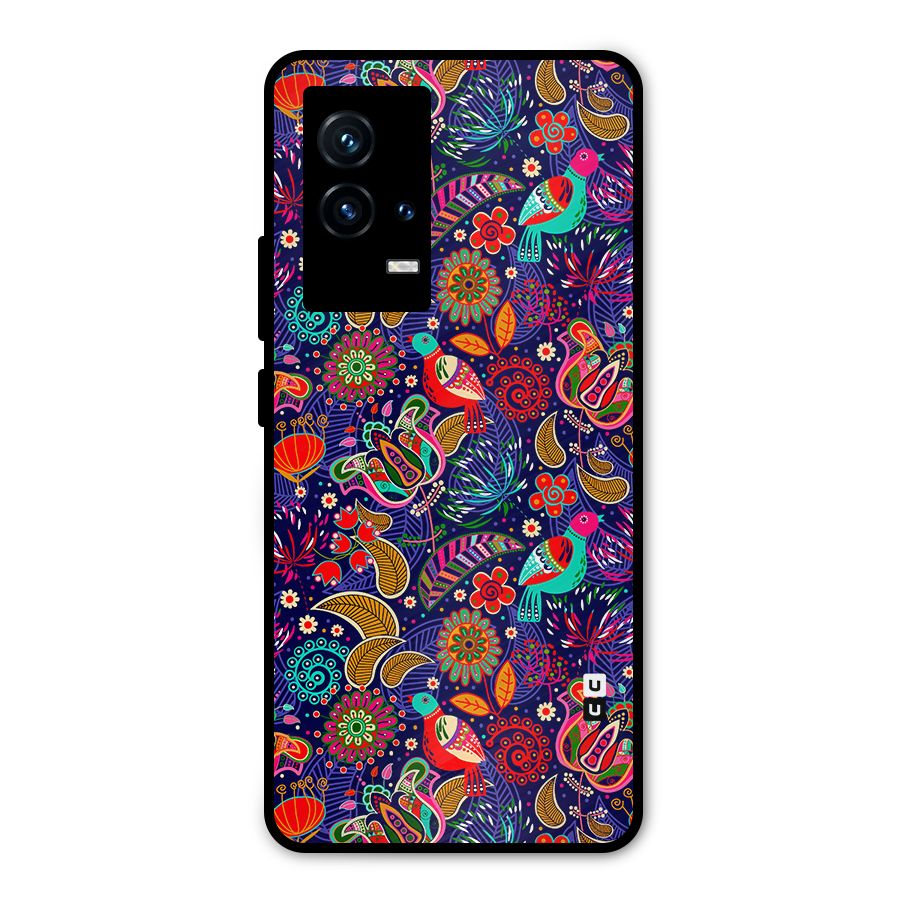 Floral Seamless Pattern Spring Flowers Metal Back Case for iQOO 9 5G