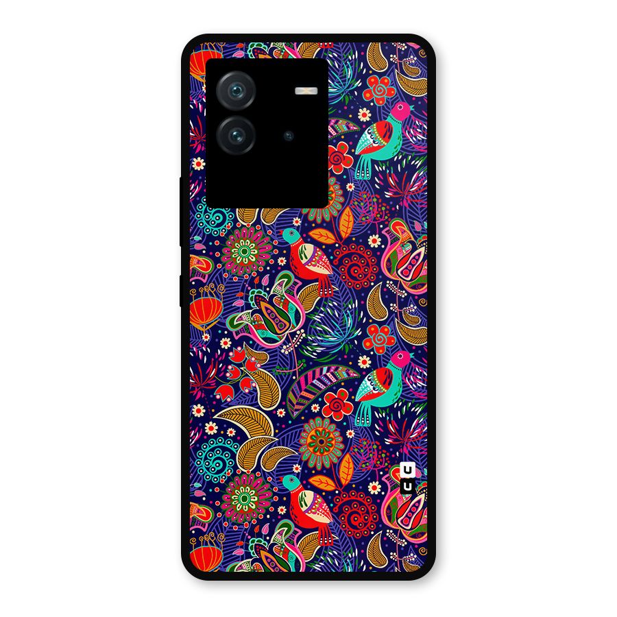 Floral Seamless Pattern Spring Flowers Metal Back Case for iQOO Neo 6 5G