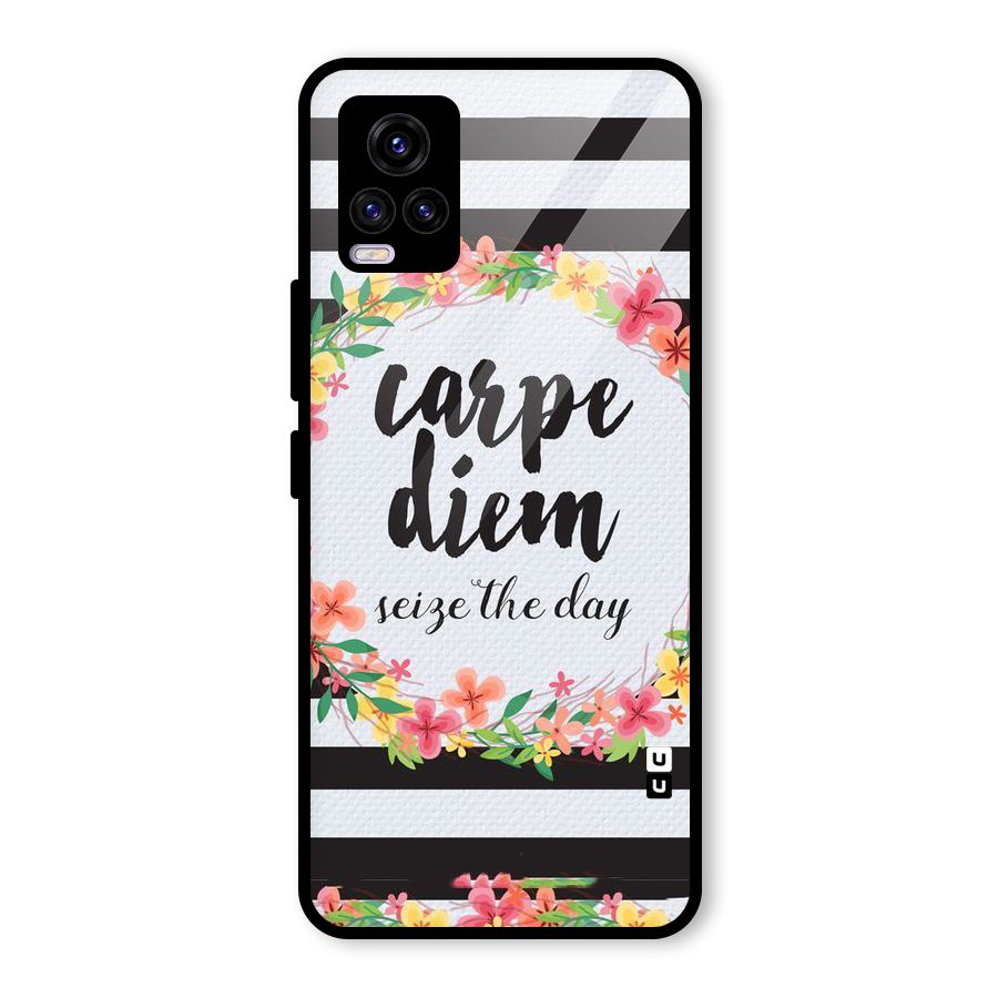 Floral Seize The Day Glass Back Case for Vivo V20 2021