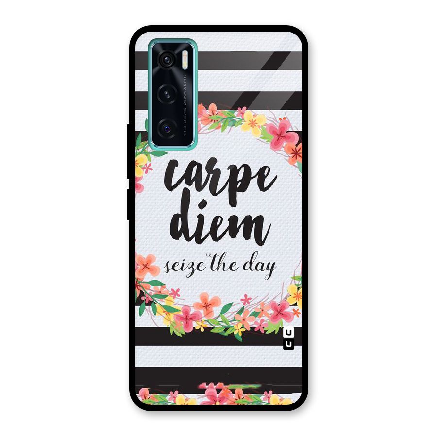Floral Seize The Day Glass Back Case for Vivo V20 SE