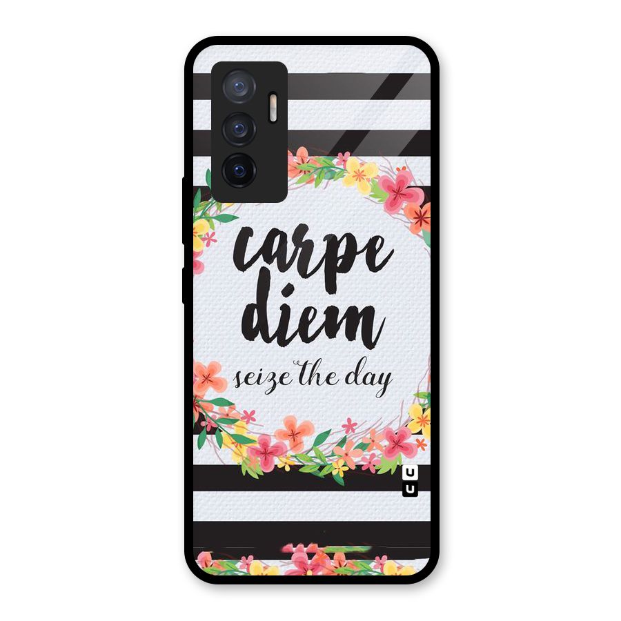Floral Seize The Day Glass Back Case for Vivo V23e