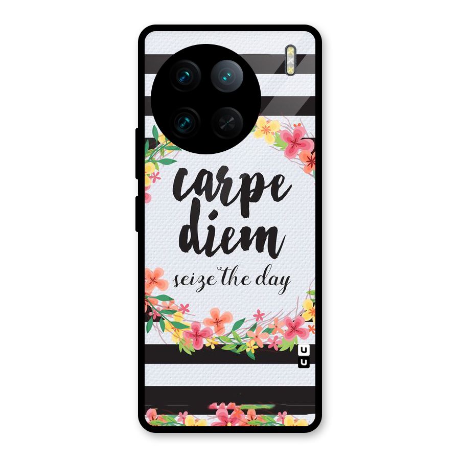 Floral Seize The Day Glass Back Case for Vivo X90 Pro