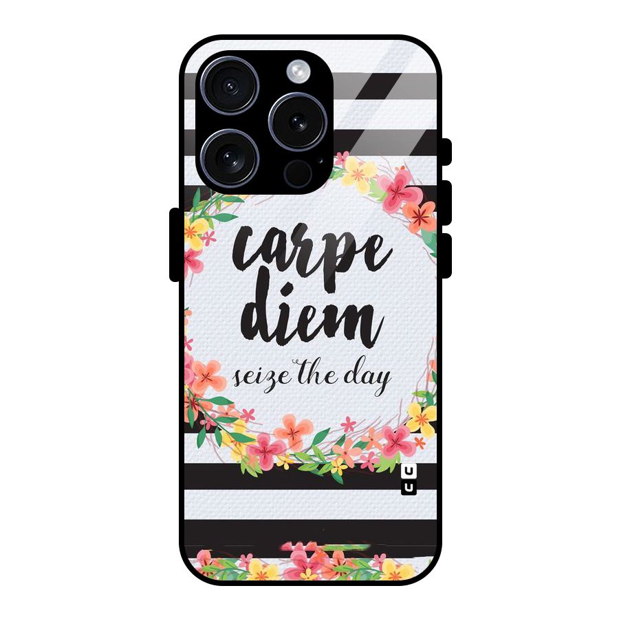 Floral Seize The Day Glass Back Case for iPhone 15 Pro