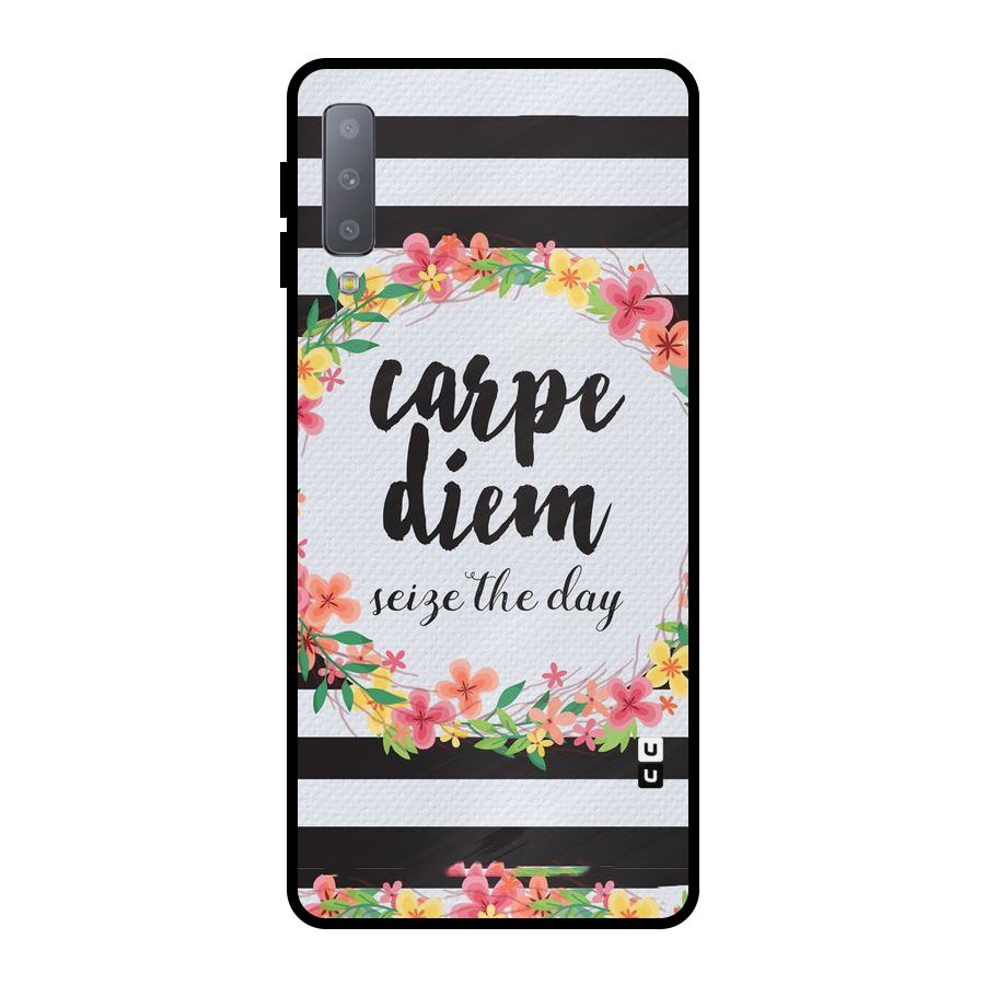 Floral Seize The Day Metal Back Case for Galaxy A7 (2018)