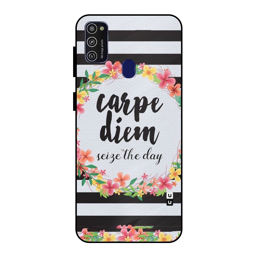 Floral Seize The Day Metal Back Case for Galaxy M21