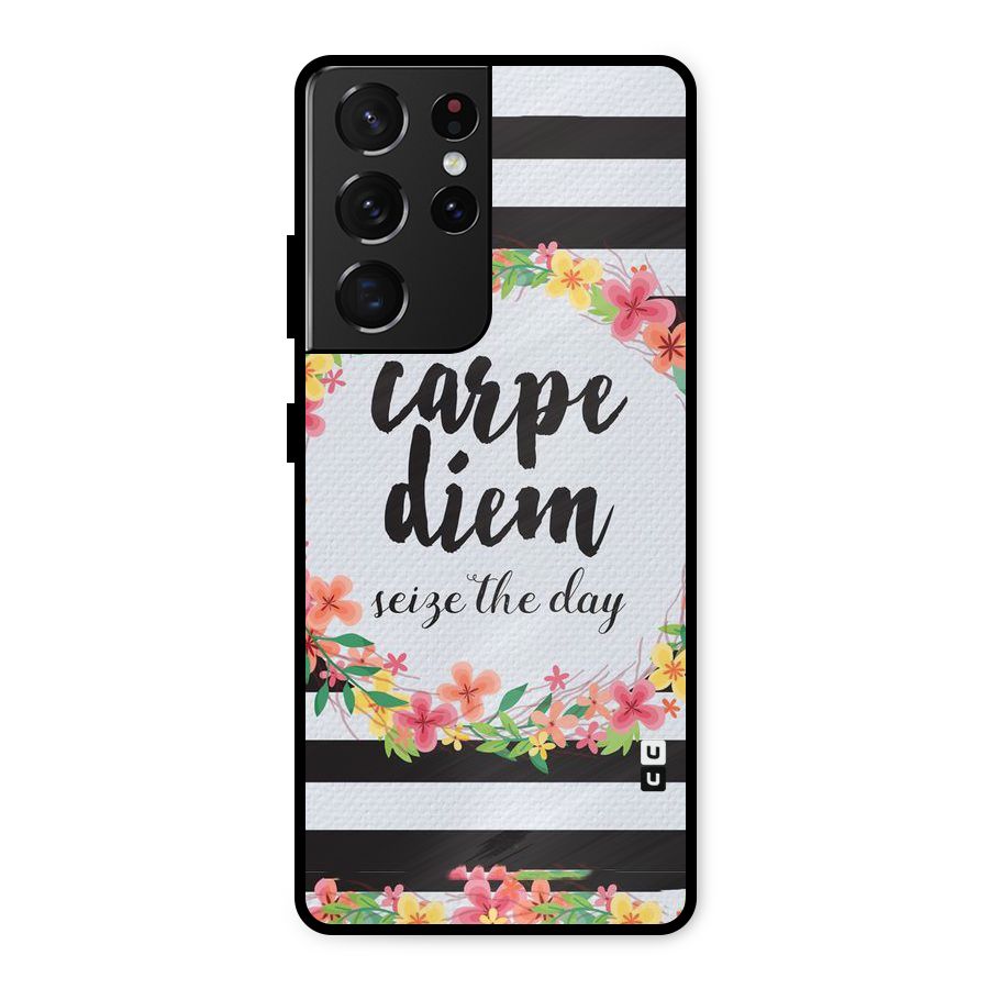 Floral Seize The Day Metal Back Case for Galaxy S21 Ultra 5G