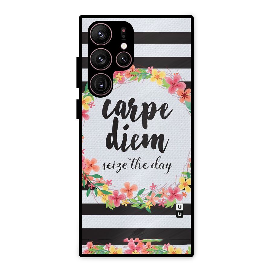 Floral Seize The Day Metal Back Case for Galaxy S22 Ultra 5G
