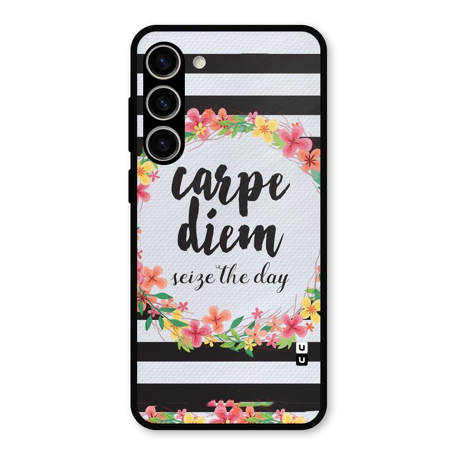 Floral Seize The Day Metal Back Case for Galaxy S23 Plus