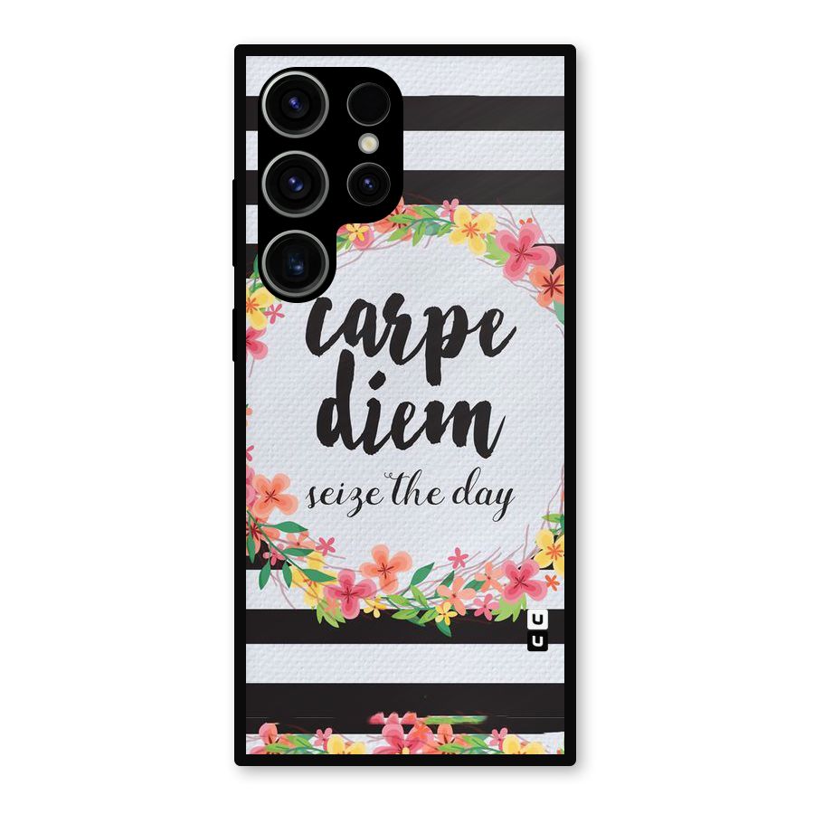 Floral Seize The Day Metal Back Case for Galaxy S23 Ultra