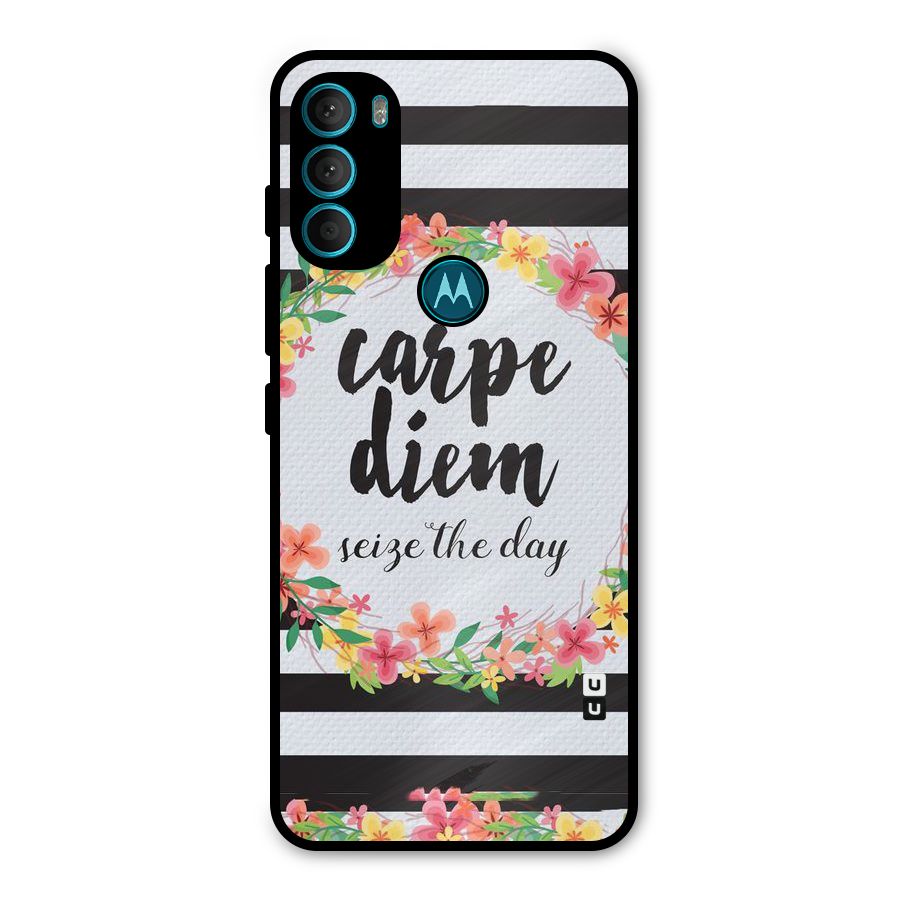 Floral Seize The Day Metal Back Case for Moto G71 5G