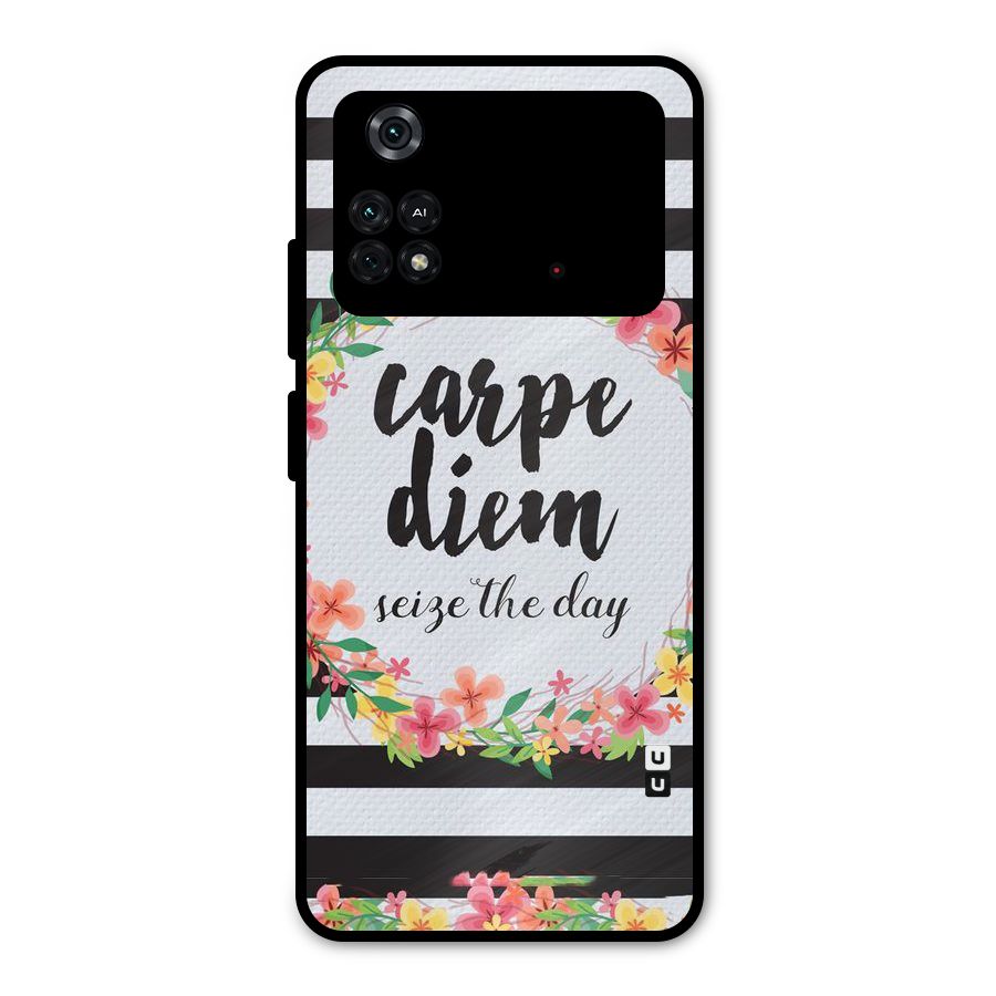 Floral Seize The Day Metal Back Case for Poco M4 Pro 4G