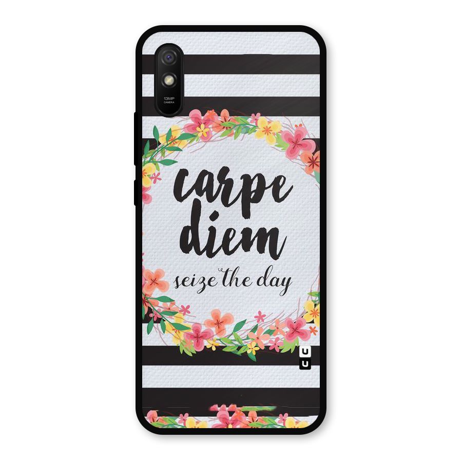 Floral Seize The Day Metal Back Case for Redmi 9i