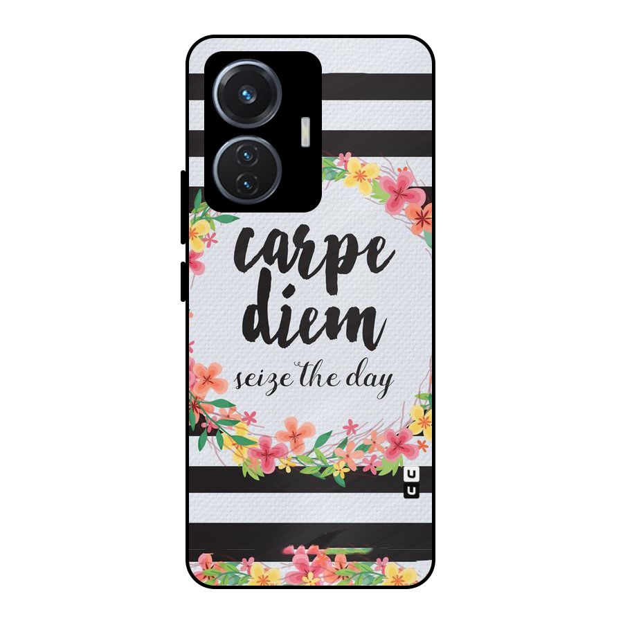Floral Seize The Day Metal Back Case for Vivo T1 44W