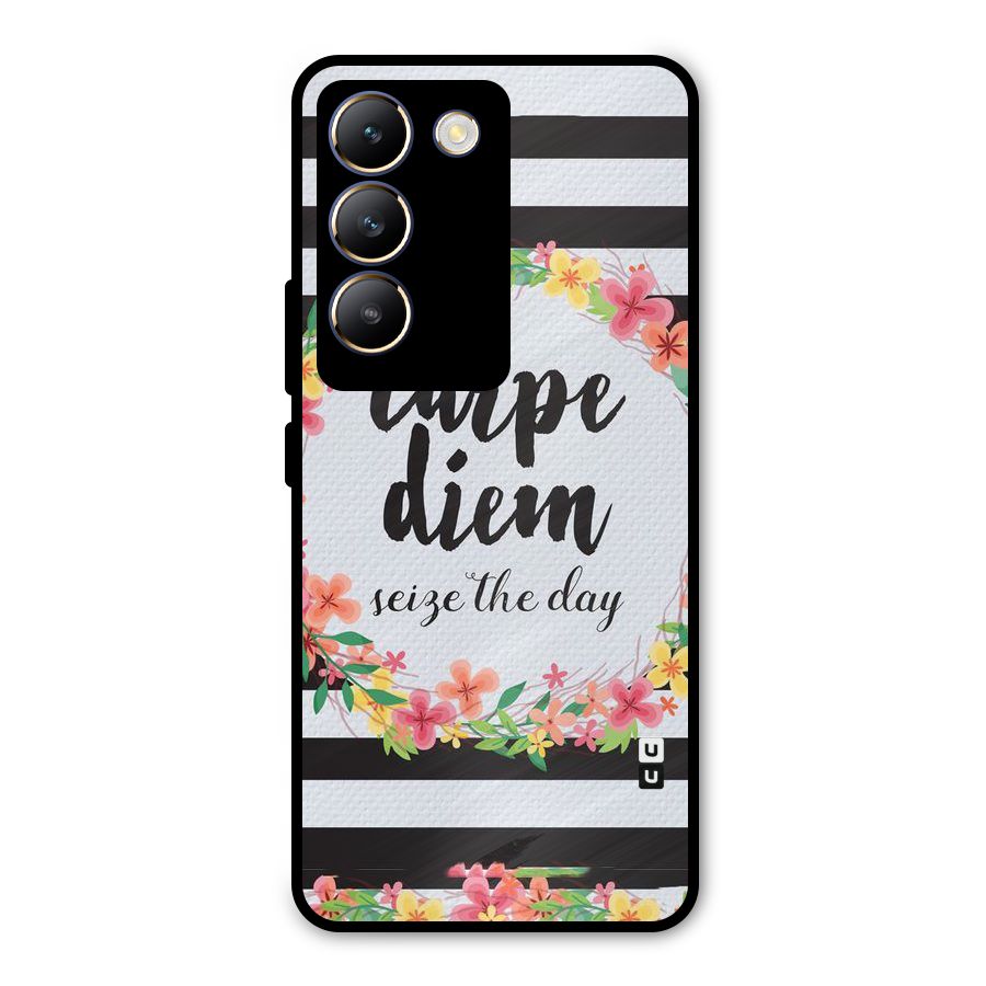 Floral Seize The Day Metal Back Case for Vivo T3 5G