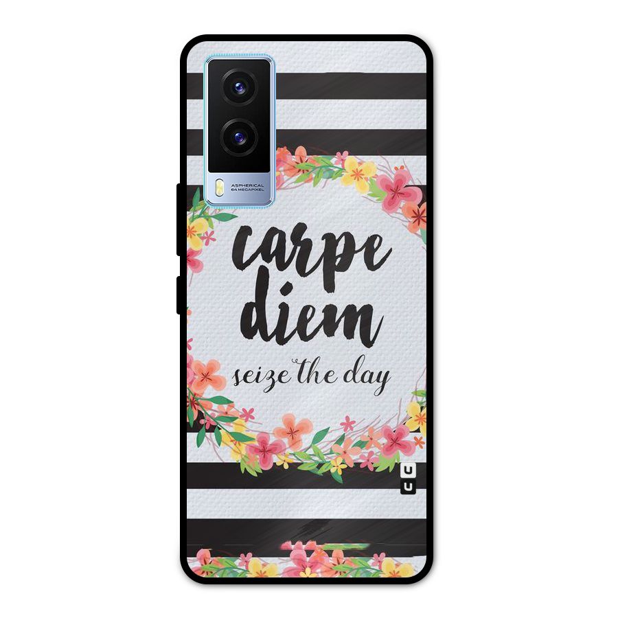 Floral Seize The Day Metal Back Case for Vivo V21e 5G