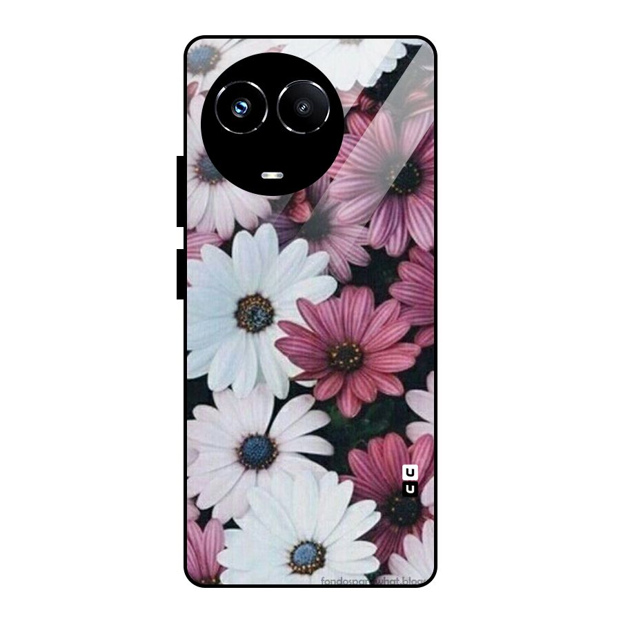 Floral Shades Pink Glass Back Case for Realme Narzo 60X