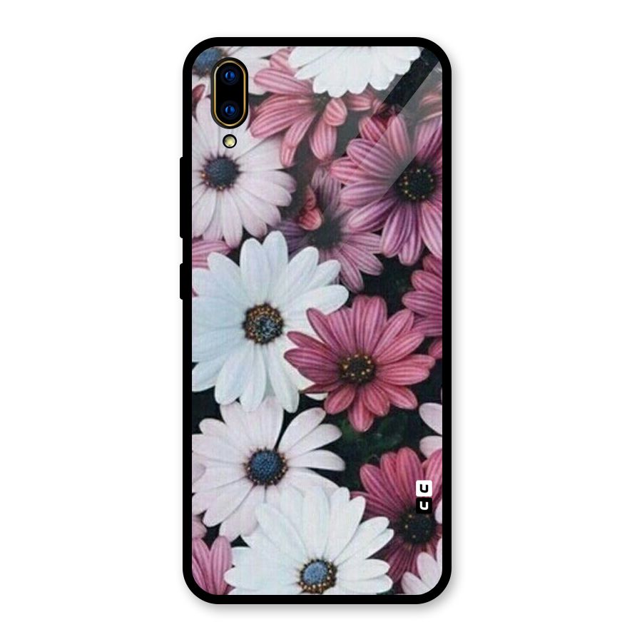 Floral Shades Pink Glass Back Case for Vivo V11 Pro