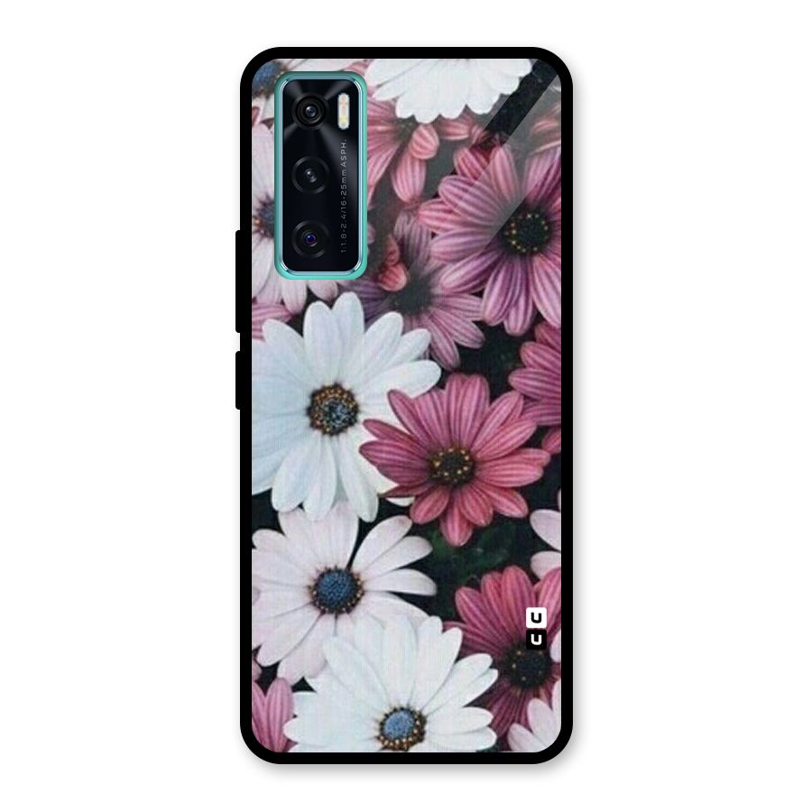 Floral Shades Pink Glass Back Case for Vivo V20 SE