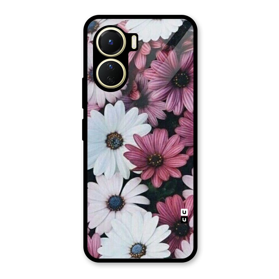 Floral Shades Pink Glass Back Case for Vivo Y56