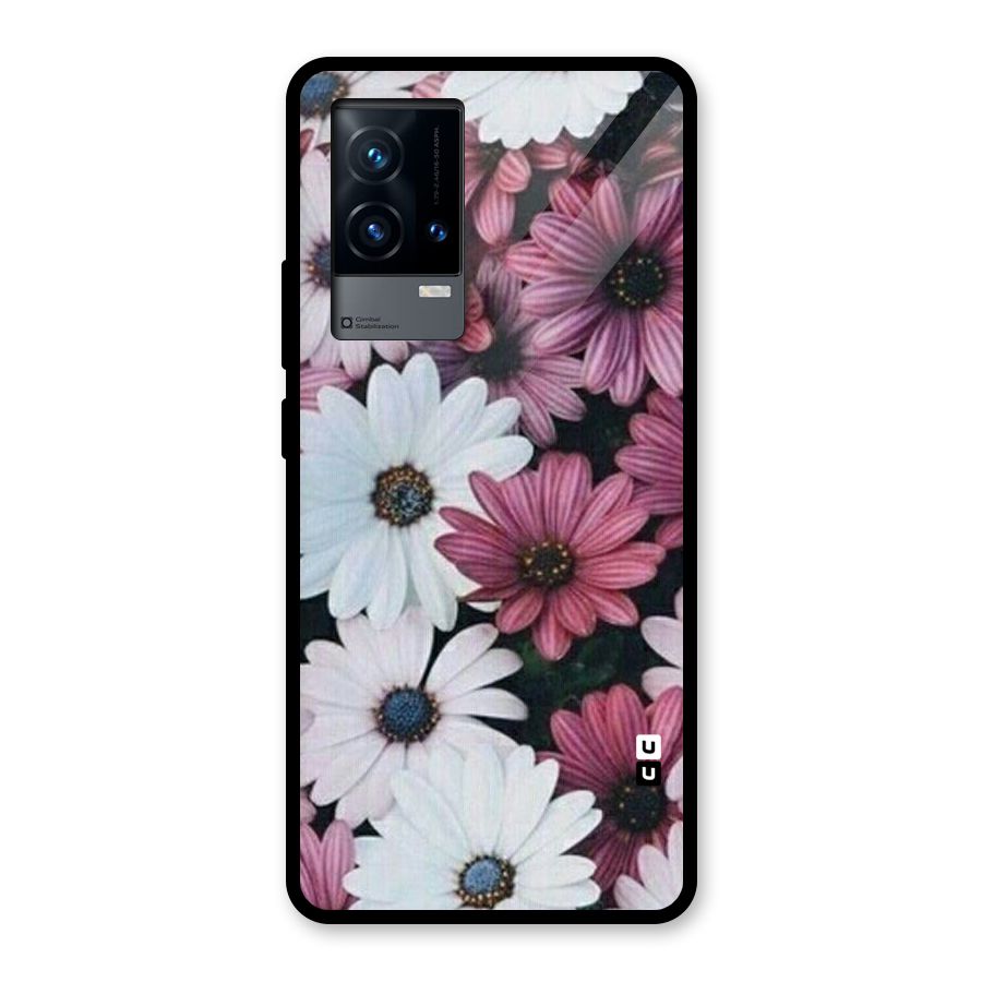 Floral Shades Pink Glass Back Case for iQOO 9 5G