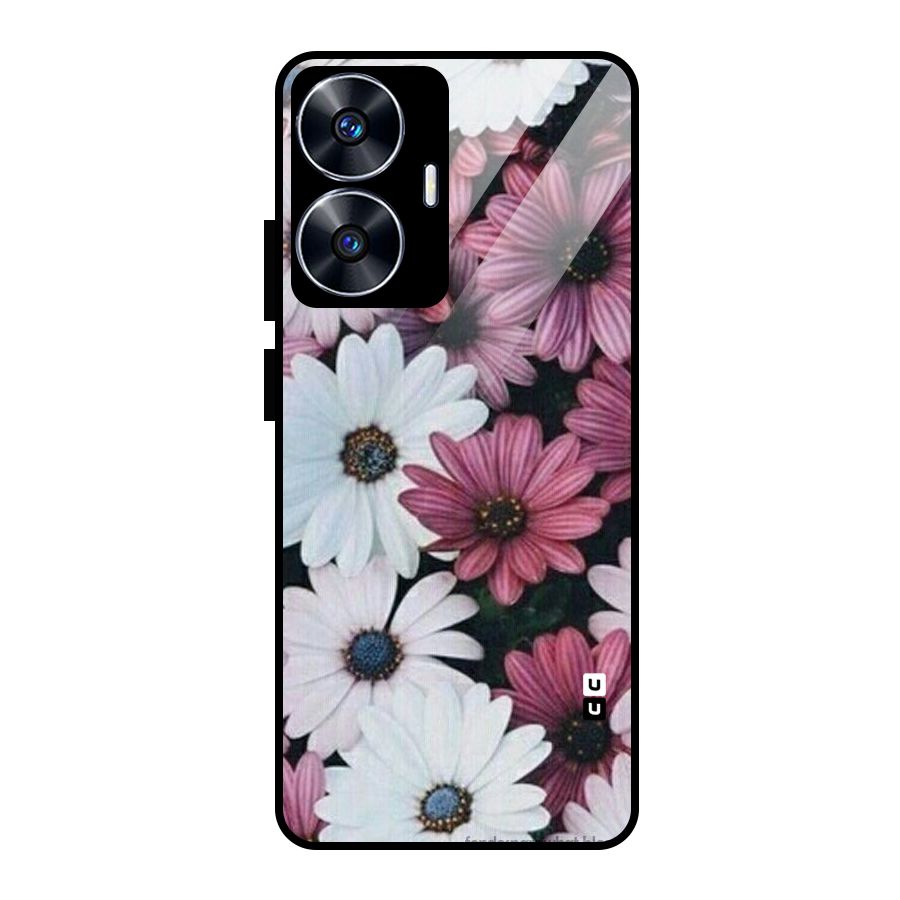 Floral Shades Pink Glass Back Case for realme C55