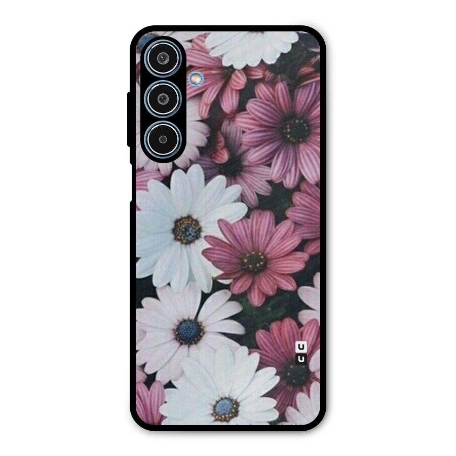 Floral Shades Pink Metal Back Case for Galaxy M35