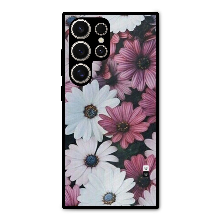 Floral Shades Pink Metal Back Case for Galaxy S24 Ultra