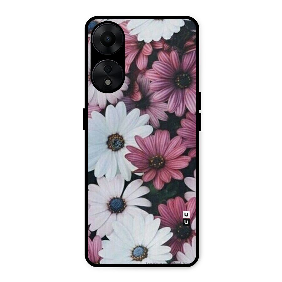 Floral Shades Pink Metal Back Case for Oppo A78 5G