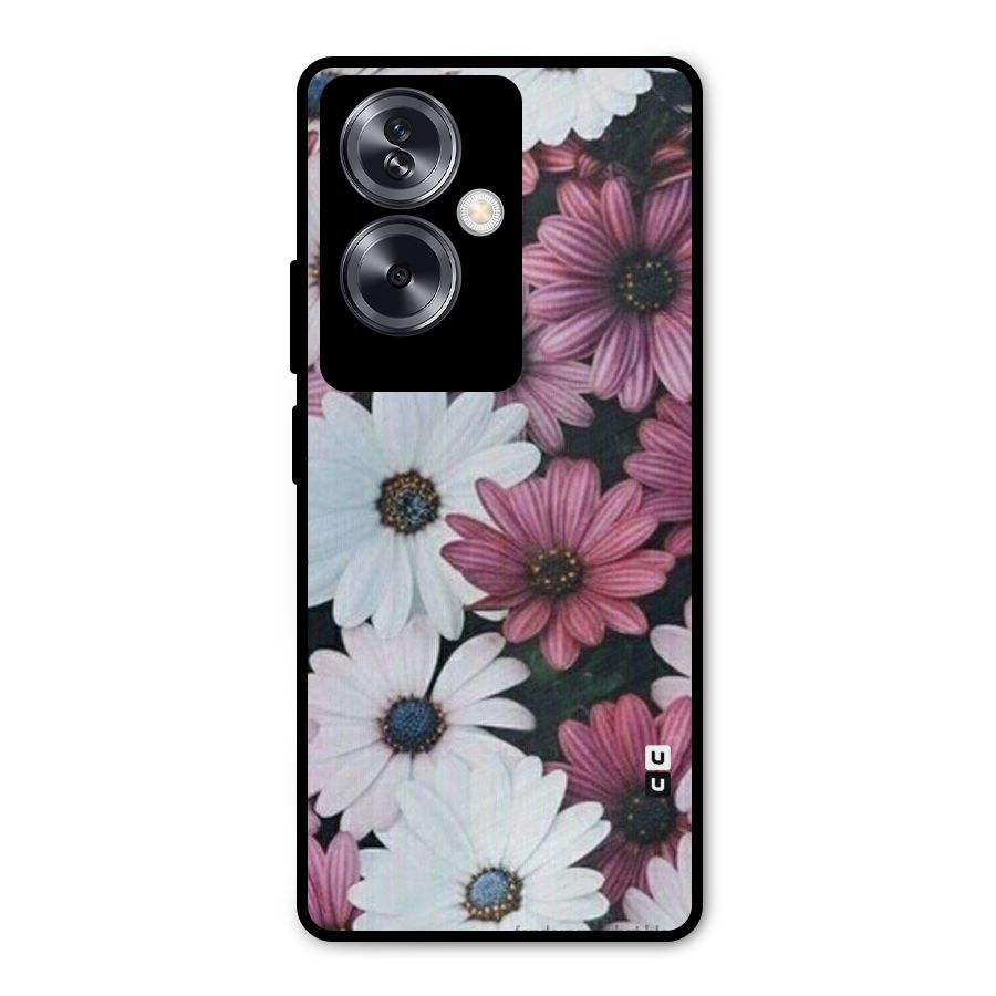 Floral Shades Pink Metal Back Case for Oppo A79 5G