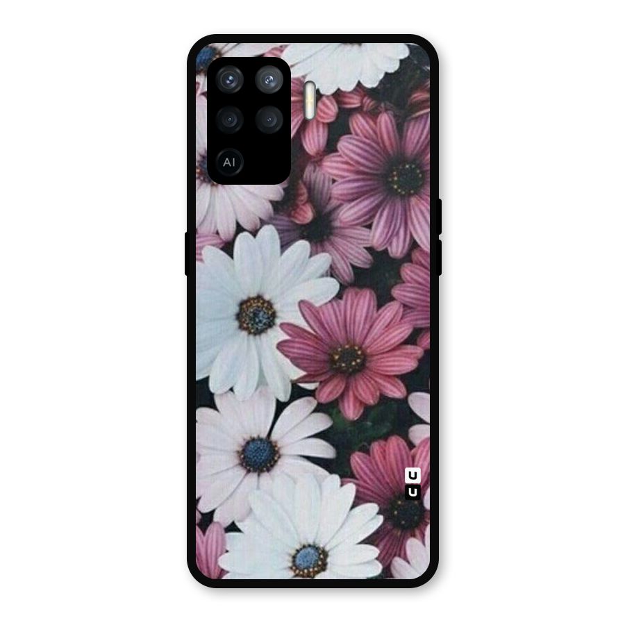 Floral Shades Pink Metal Back Case for Oppo F19 Pro