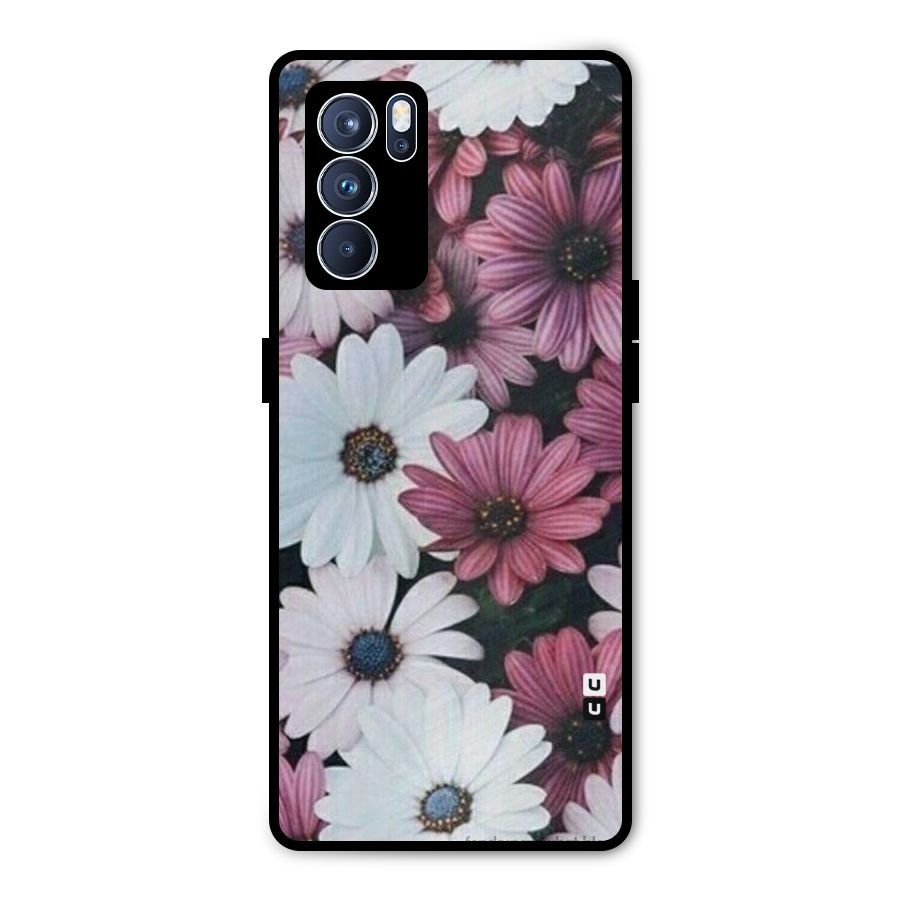 Floral Shades Pink Metal Back Case for Oppo Reno6 Pro 5G