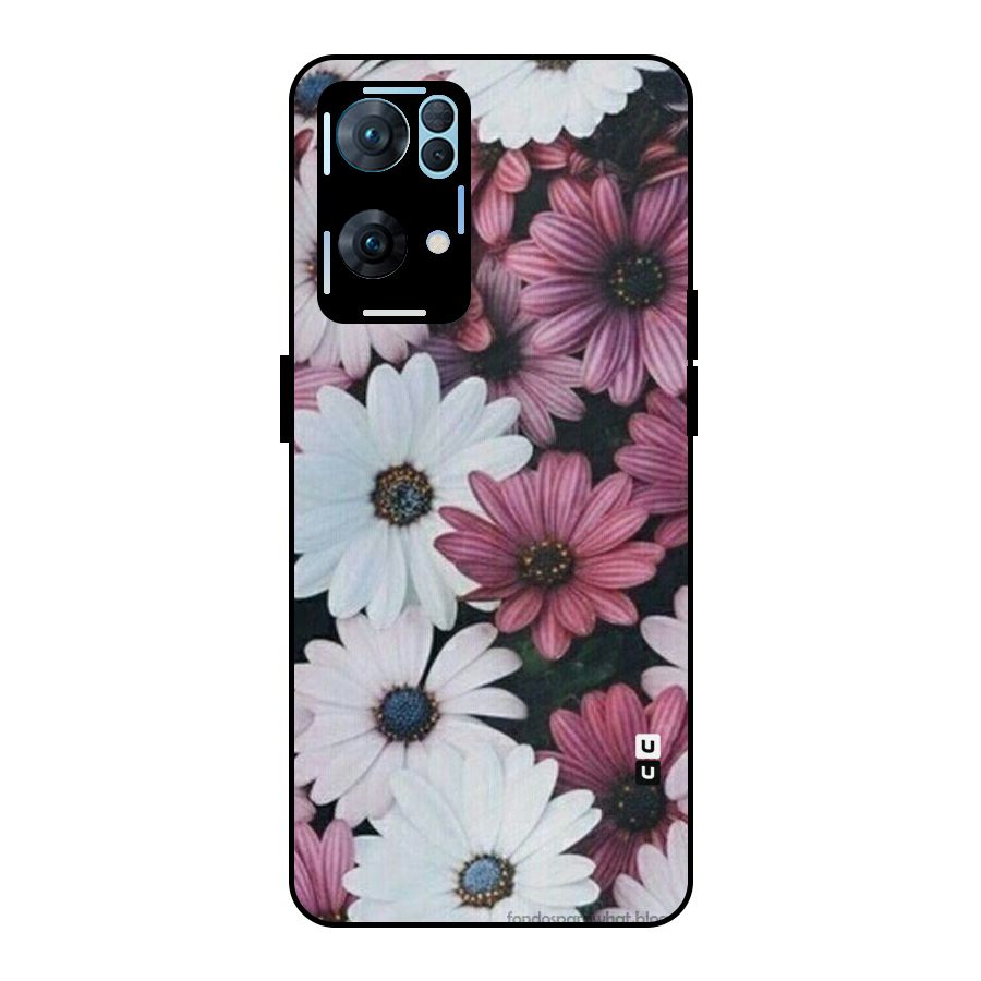 Floral Shades Pink Metal Back Case for Oppo Reno7 Pro 5G