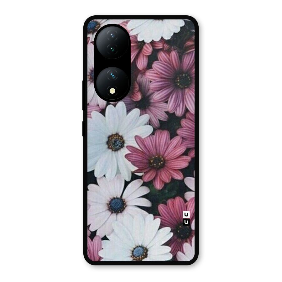 Floral Shades Pink Metal Back Case for Vivo Y100a